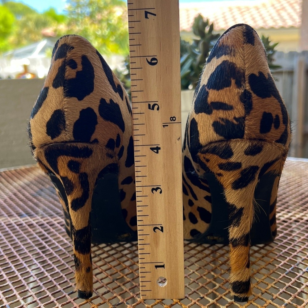 Jessica Simpson Saturn 2 Leopard Calf Hair Ankle Booties Burgundy Cap Toe 7.5M - Picture 5 of 9